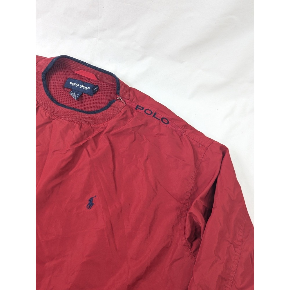 VTG‎ Ralph Lauren Polo Golf Jacket Windbreaker Men XL Red Pullover Shoulder Zip